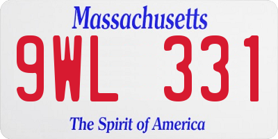 MA license plate 9WL331