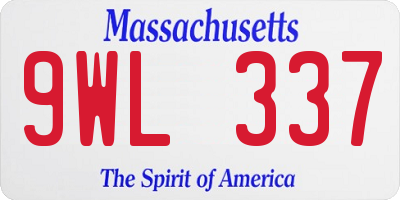 MA license plate 9WL337
