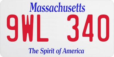 MA license plate 9WL340