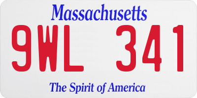 MA license plate 9WL341