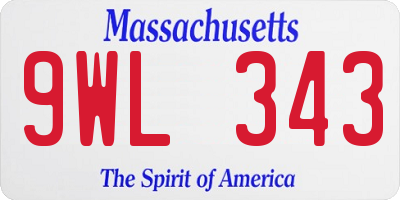 MA license plate 9WL343