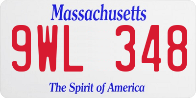 MA license plate 9WL348