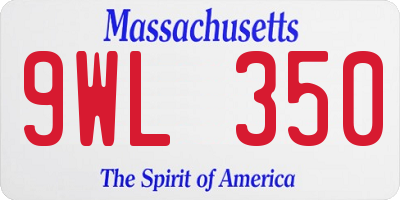 MA license plate 9WL350