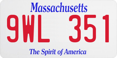 MA license plate 9WL351