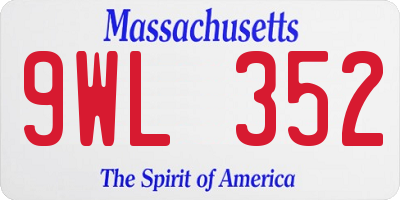 MA license plate 9WL352