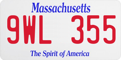 MA license plate 9WL355
