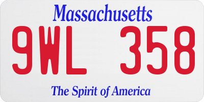 MA license plate 9WL358