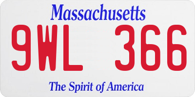 MA license plate 9WL366