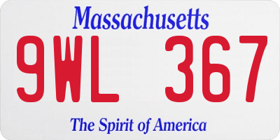 MA license plate 9WL367