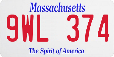 MA license plate 9WL374