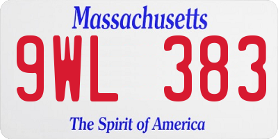 MA license plate 9WL383