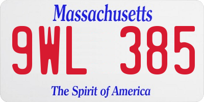 MA license plate 9WL385