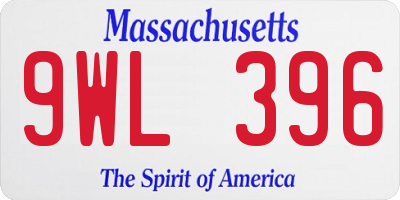 MA license plate 9WL396