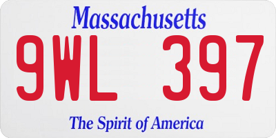 MA license plate 9WL397