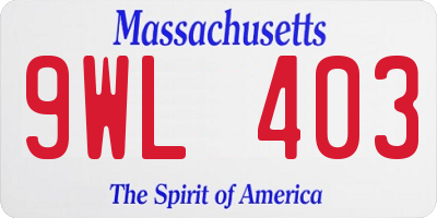 MA license plate 9WL403