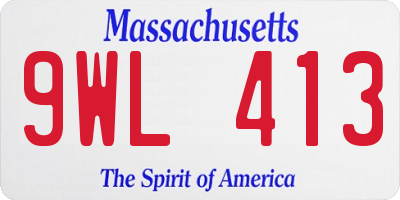 MA license plate 9WL413