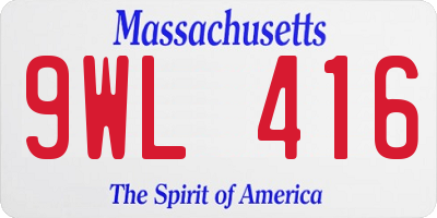 MA license plate 9WL416