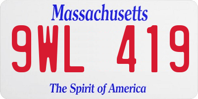 MA license plate 9WL419