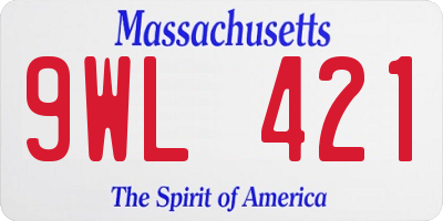 MA license plate 9WL421
