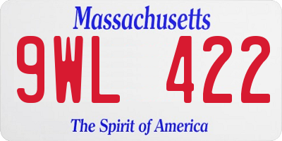 MA license plate 9WL422