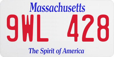 MA license plate 9WL428
