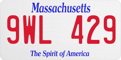 MA license plate 9WL429