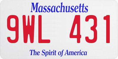 MA license plate 9WL431
