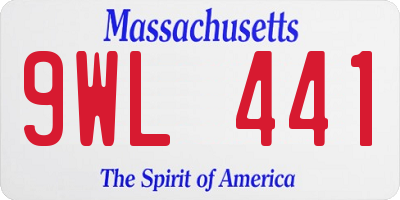 MA license plate 9WL441