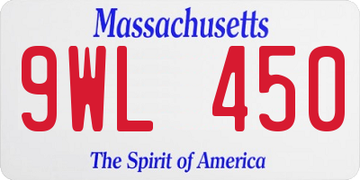 MA license plate 9WL450