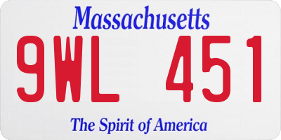 MA license plate 9WL451