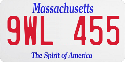 MA license plate 9WL455