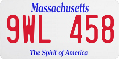 MA license plate 9WL458