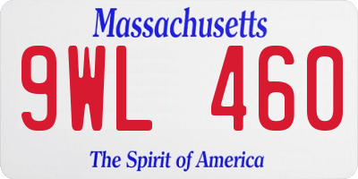MA license plate 9WL460