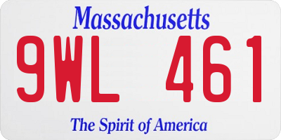 MA license plate 9WL461