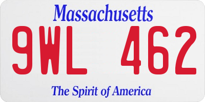 MA license plate 9WL462