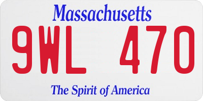 MA license plate 9WL470