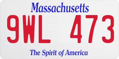 MA license plate 9WL473