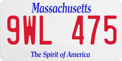 MA license plate 9WL475