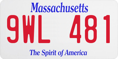 MA license plate 9WL481