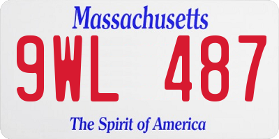 MA license plate 9WL487