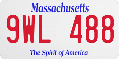 MA license plate 9WL488