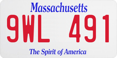 MA license plate 9WL491