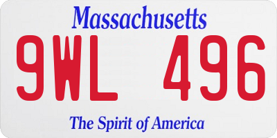 MA license plate 9WL496