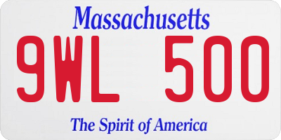 MA license plate 9WL500