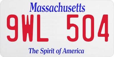 MA license plate 9WL504