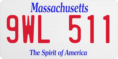 MA license plate 9WL511