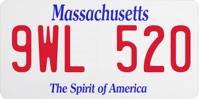 MA license plate 9WL520