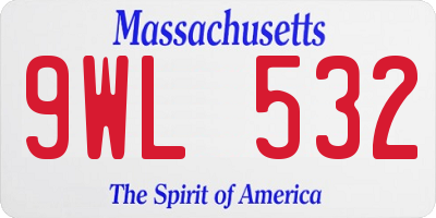 MA license plate 9WL532