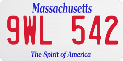 MA license plate 9WL542