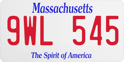 MA license plate 9WL545